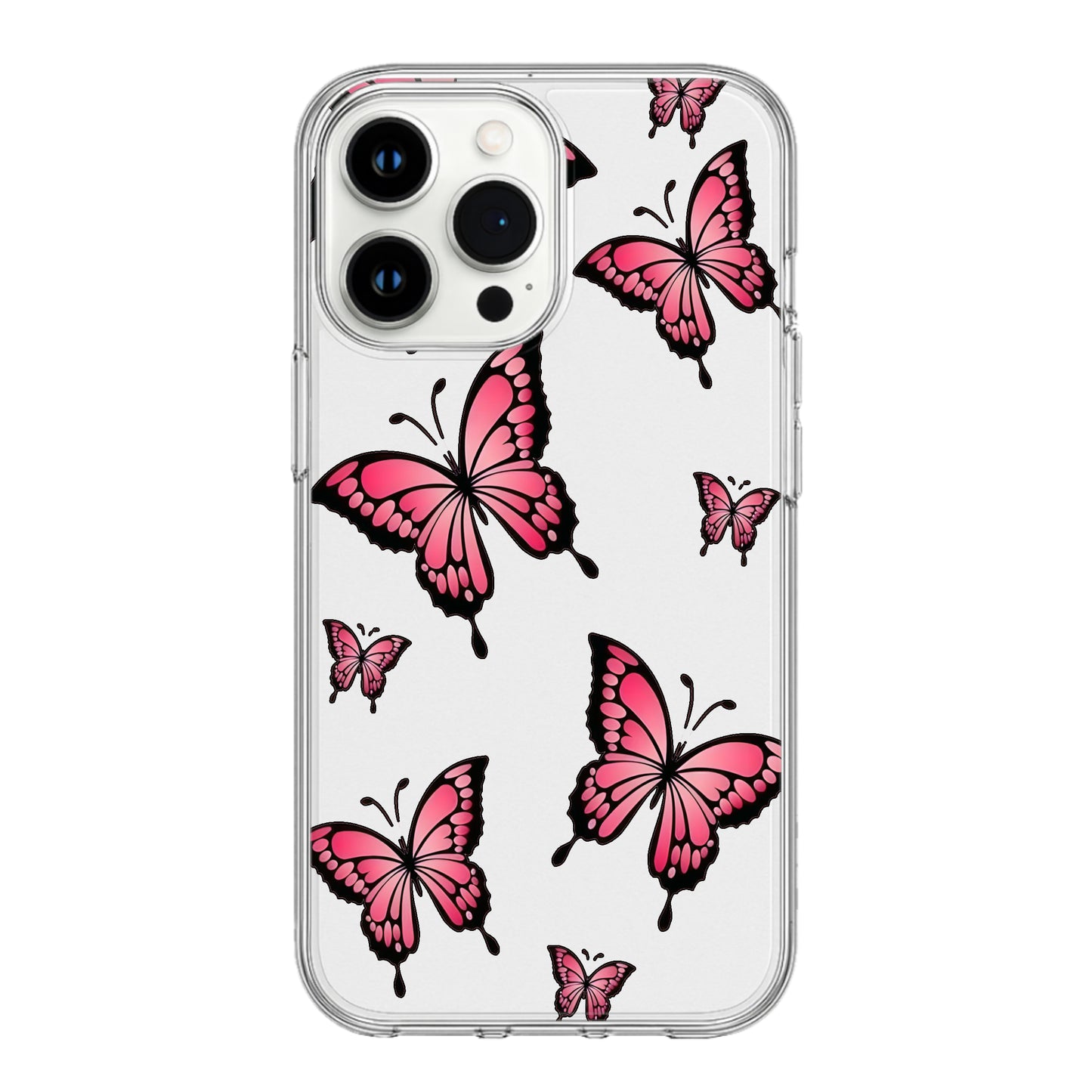 FlutterCharm: Pink Butterfly Clear Phone Case