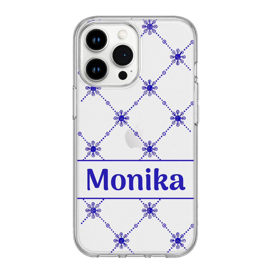 Blue Bloom Lattice Clear Phone Case