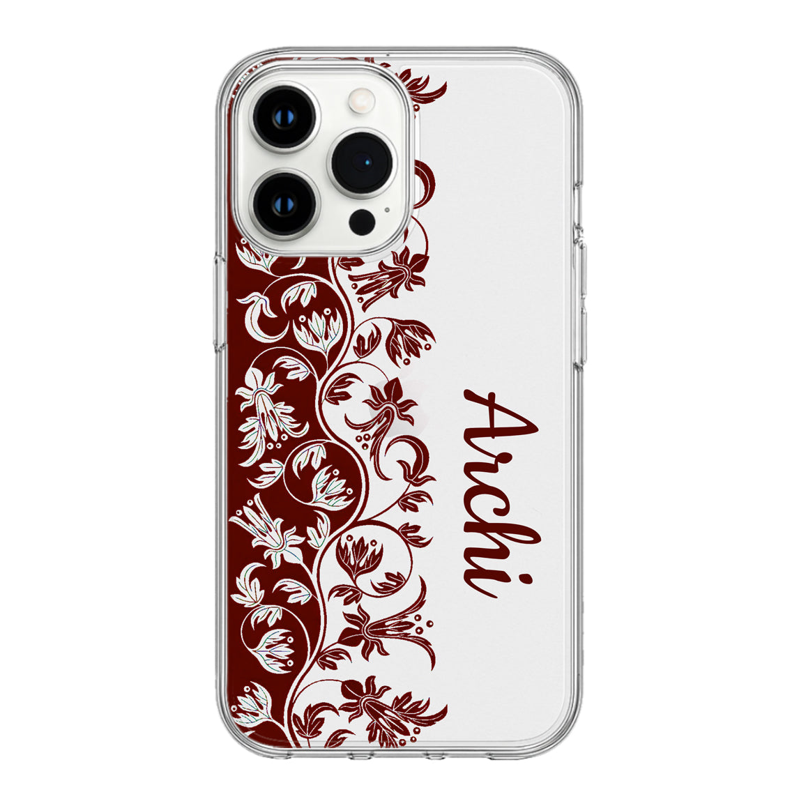 Vintage Maroon Bloom Clear Phone Case