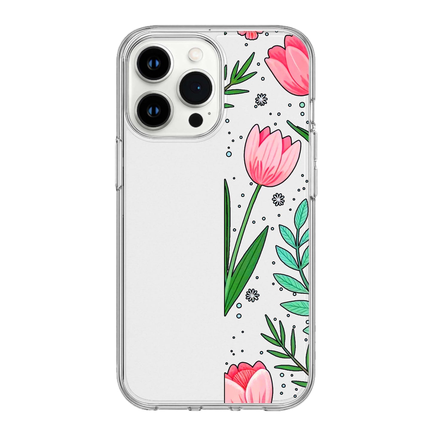 Blushing Tulip Garden Clear Phone Case