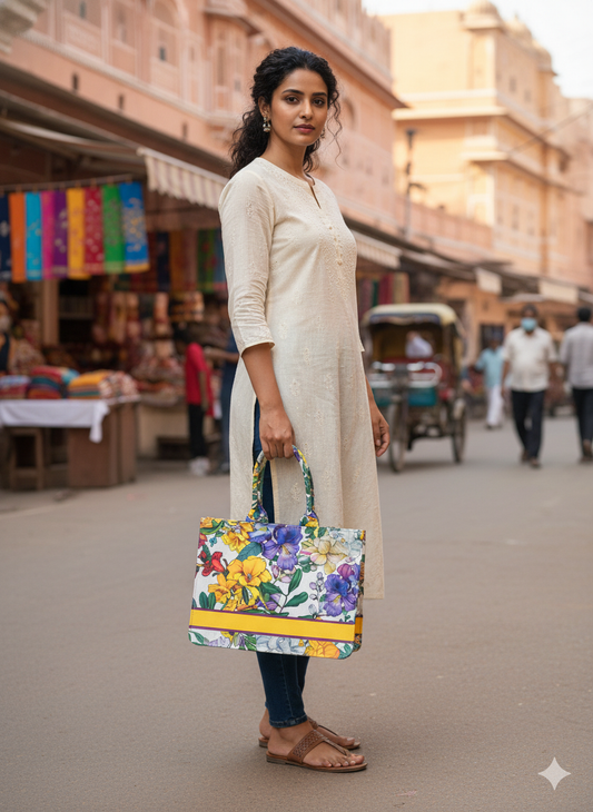 The Spring Pansy Patch Tote Bag