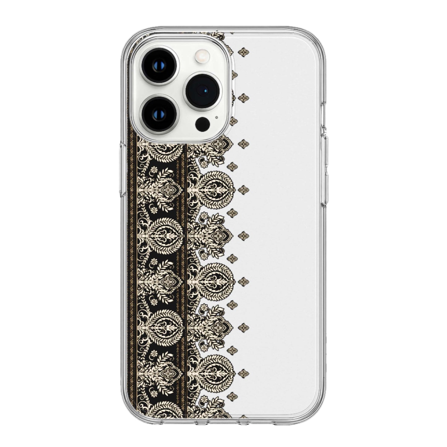 Royal Noir Brocade Clear Phone Case