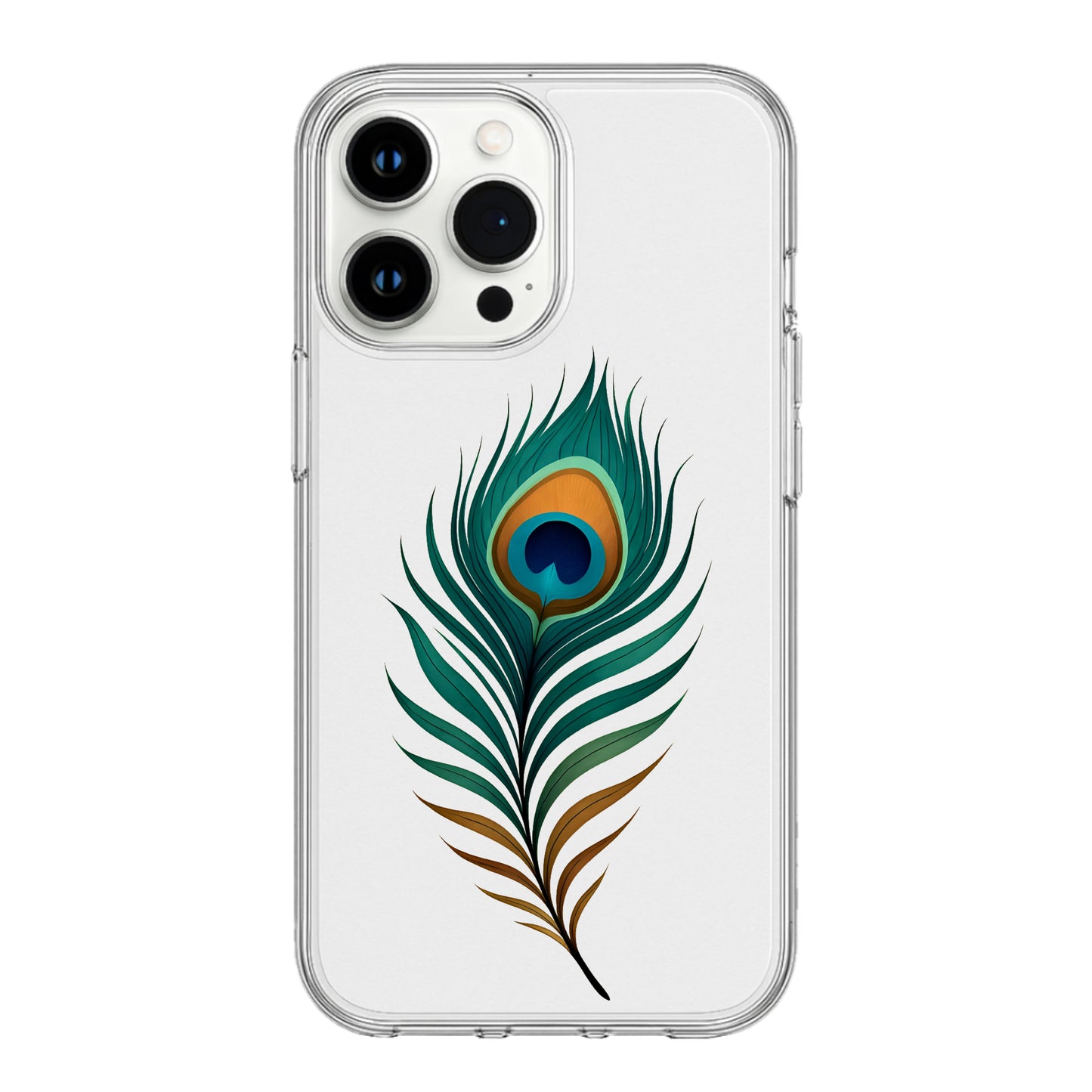 Divine Elegance: Peacock Feather Clear Phone Case