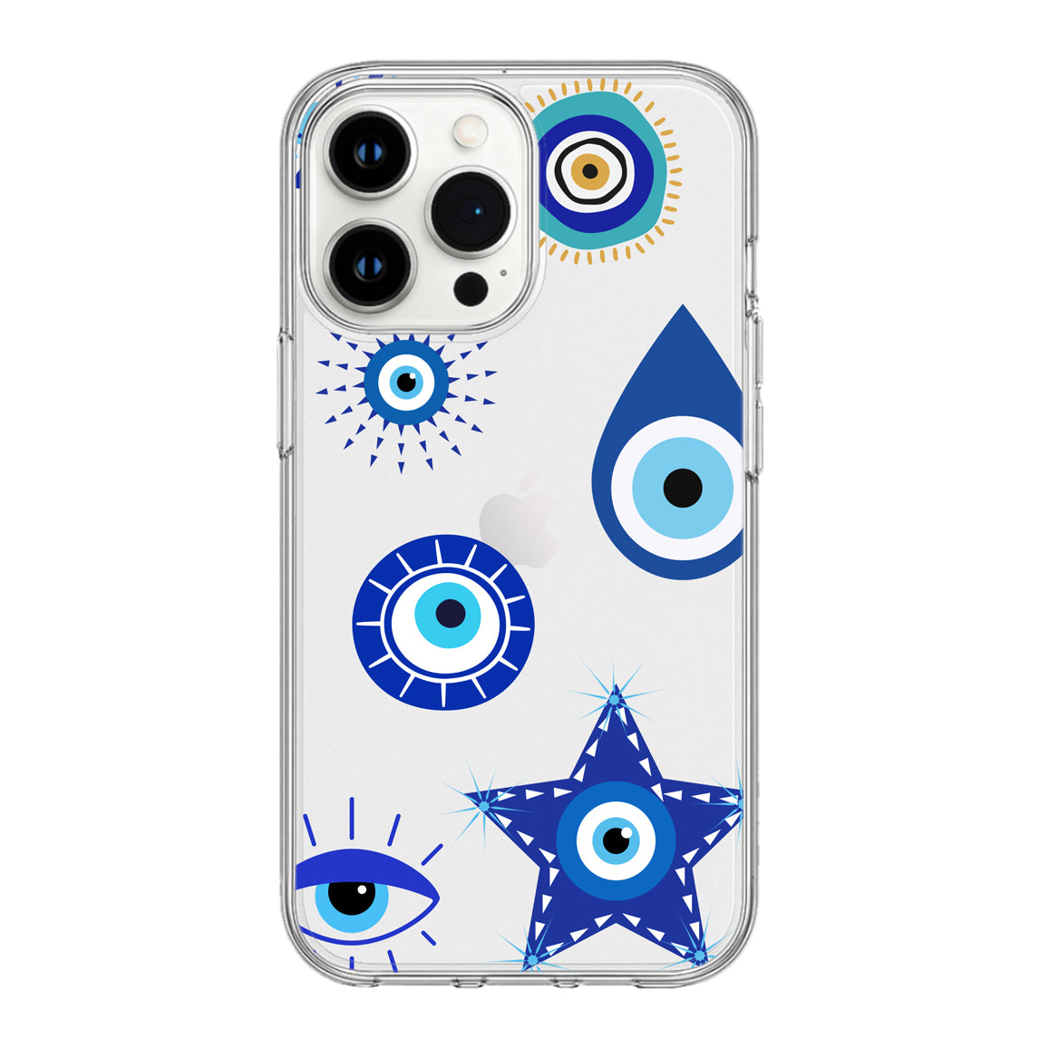 Evil Eye Protection Clear Phone Case – Mystical Blue Design