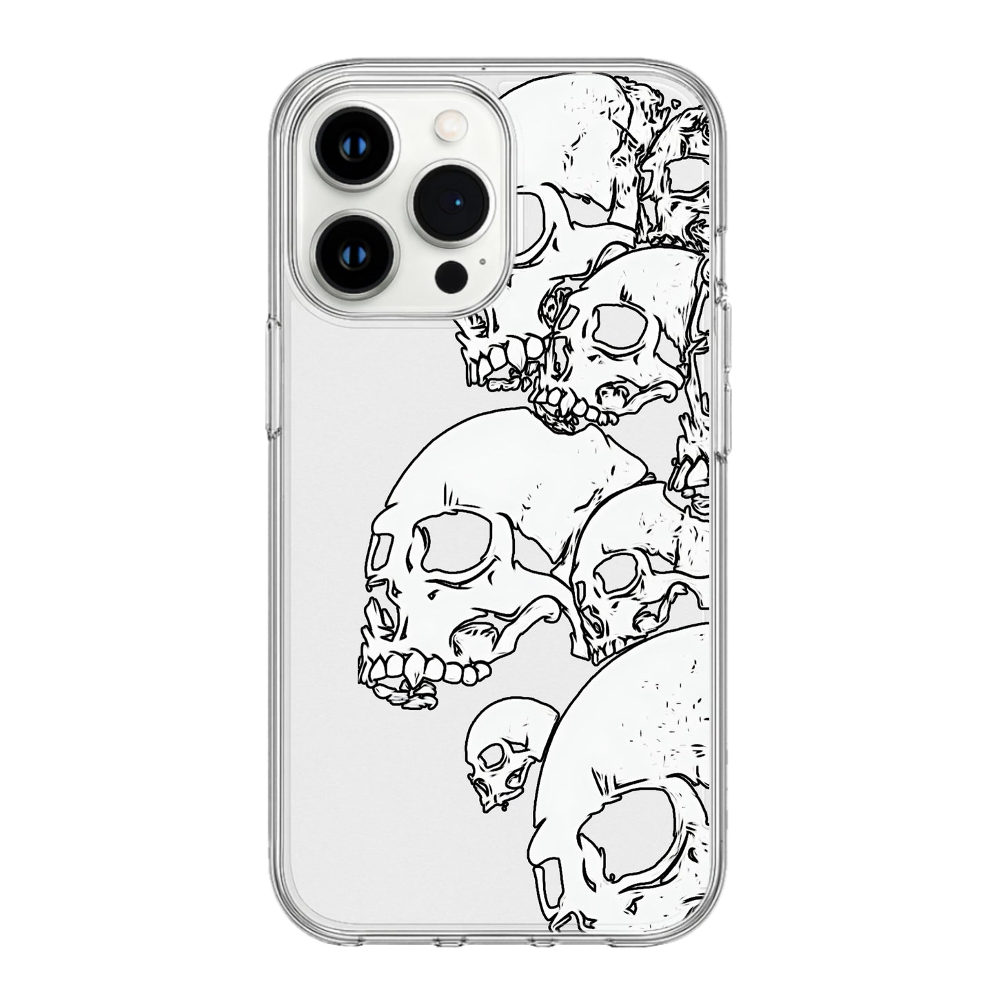 Sketched Chaos: Artistic Skull Clear Phone Case