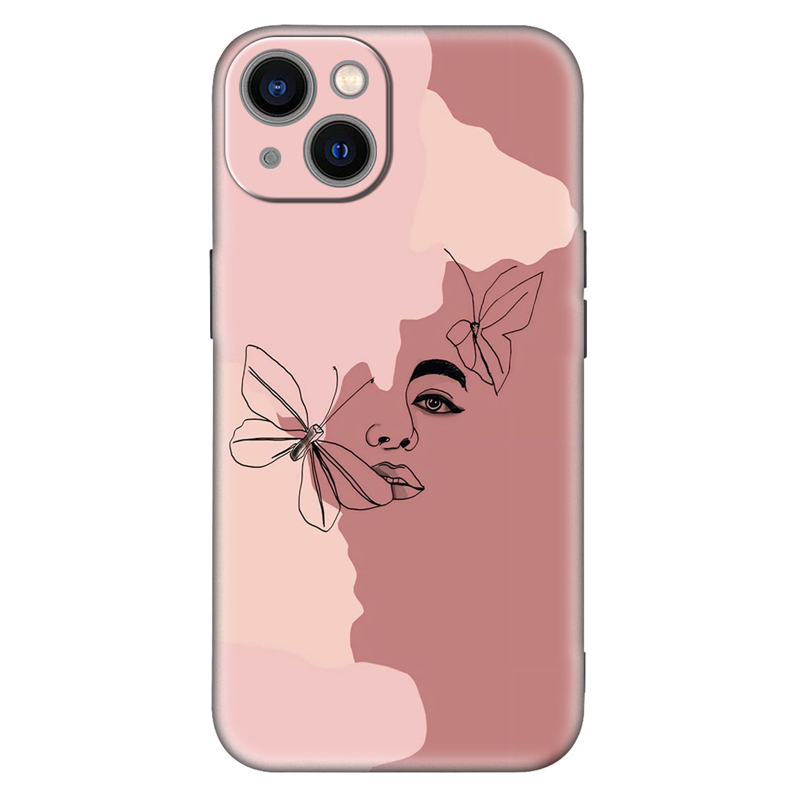 Abstract Minimalist Face Phone Case – Butterfly & Line Art Design