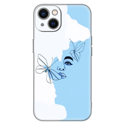 Abstract Minimalist Face Phone Case – Butterfly & Line Art Design