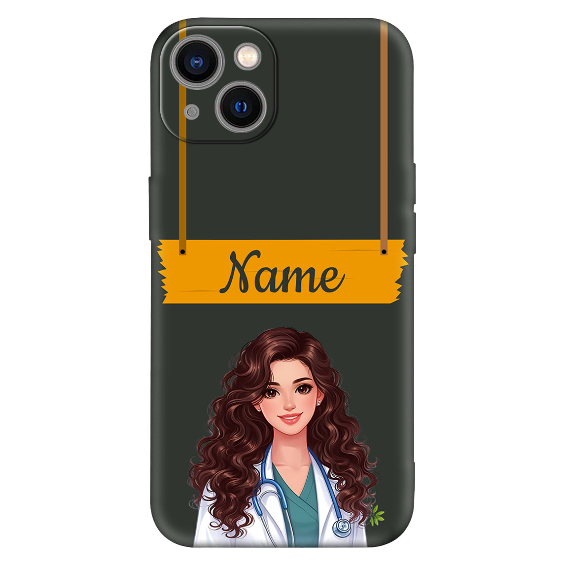 Stylish Female Doctor Phone Case – Dark Green Theme
