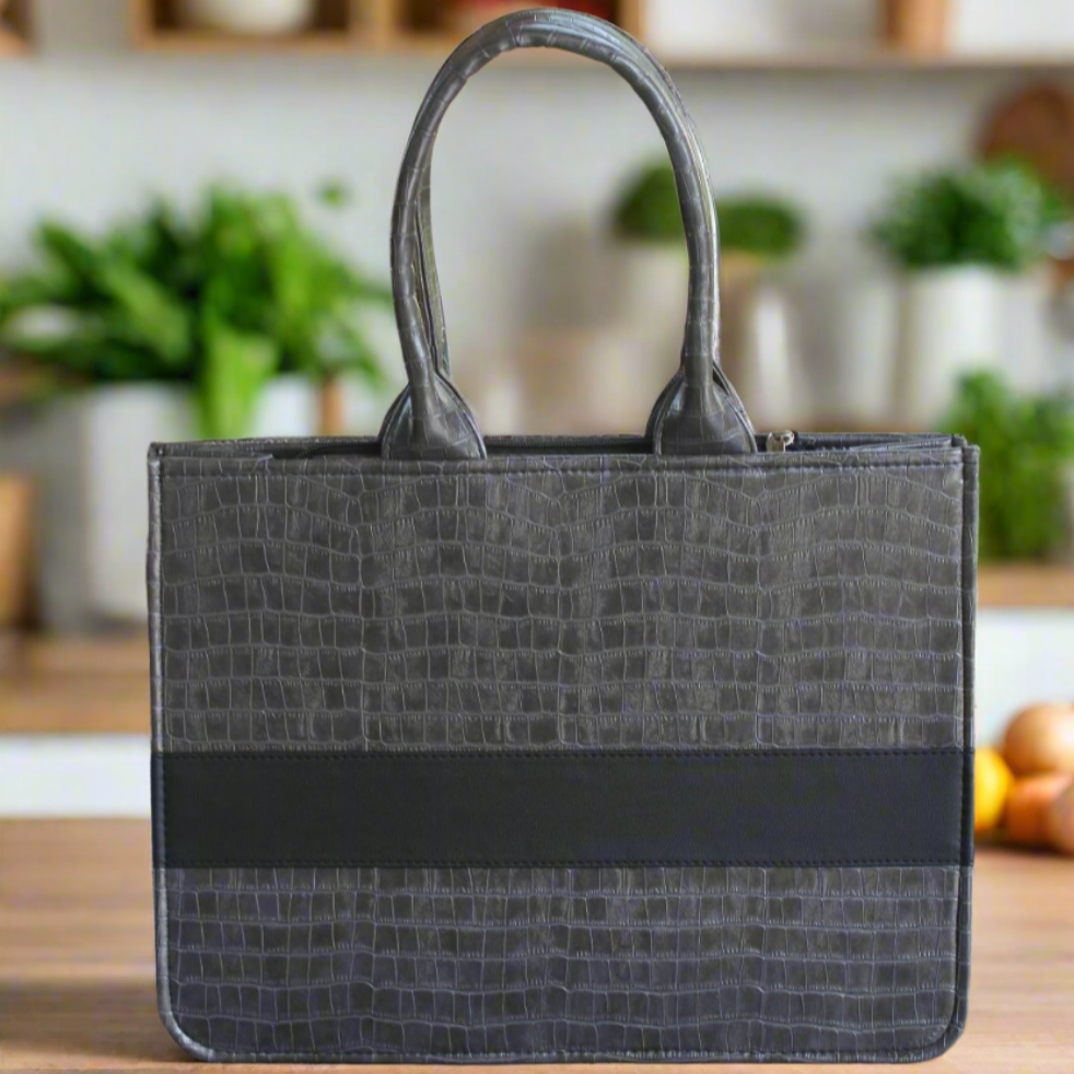 Customised Grey Croco Tote Bag