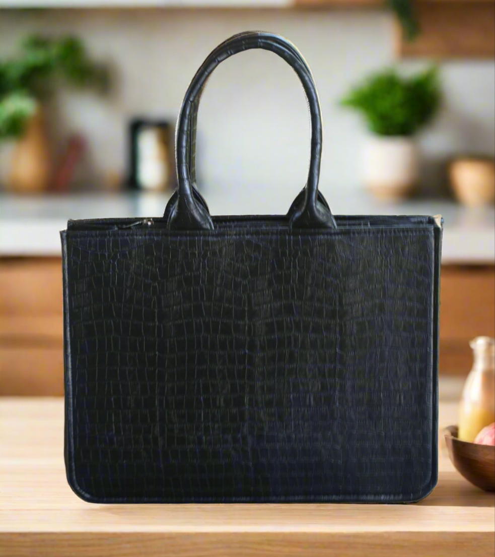 Customised Black Croco Tote Bag