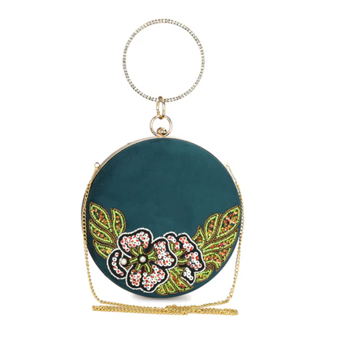 Jewel Tone Round Clutch