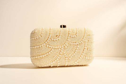 Striped Beaded Box Clutch