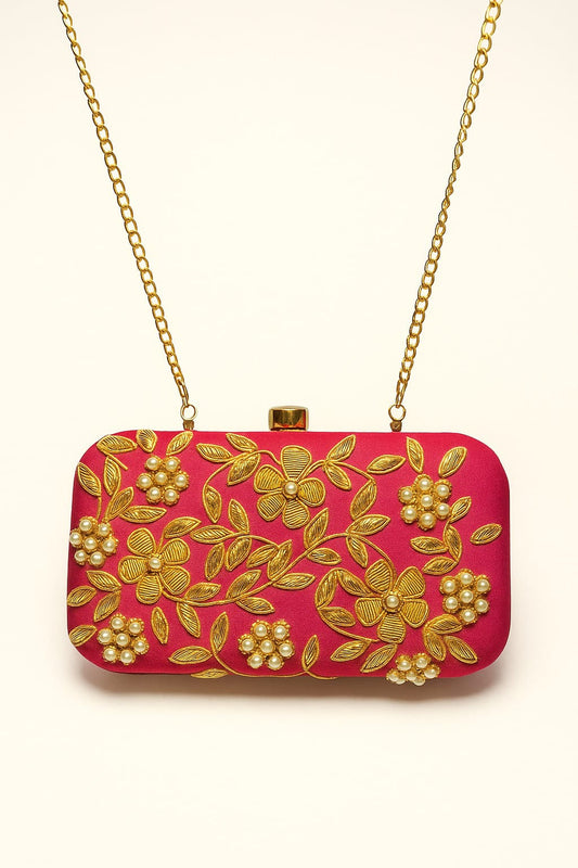 Geometric Metallic Flap Clutch