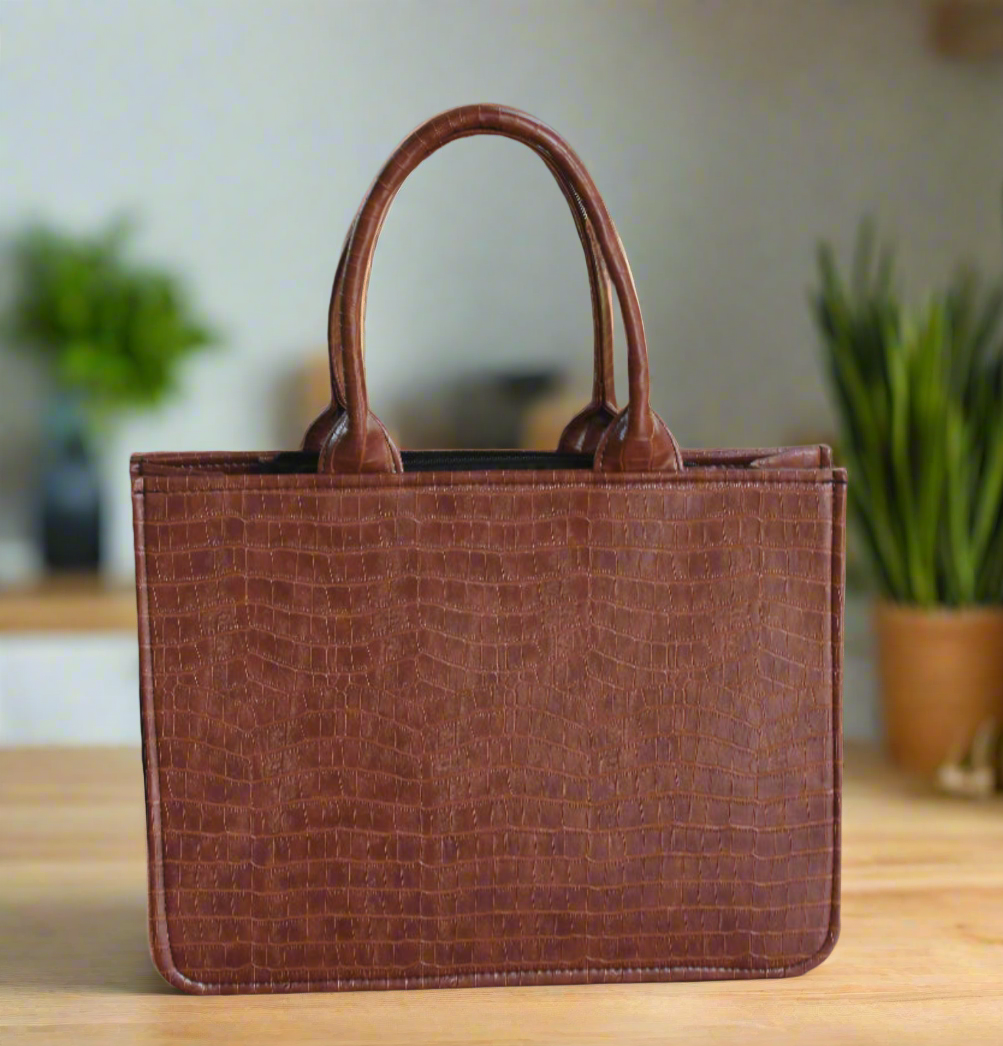 Customised Croco Tan Tote Bag