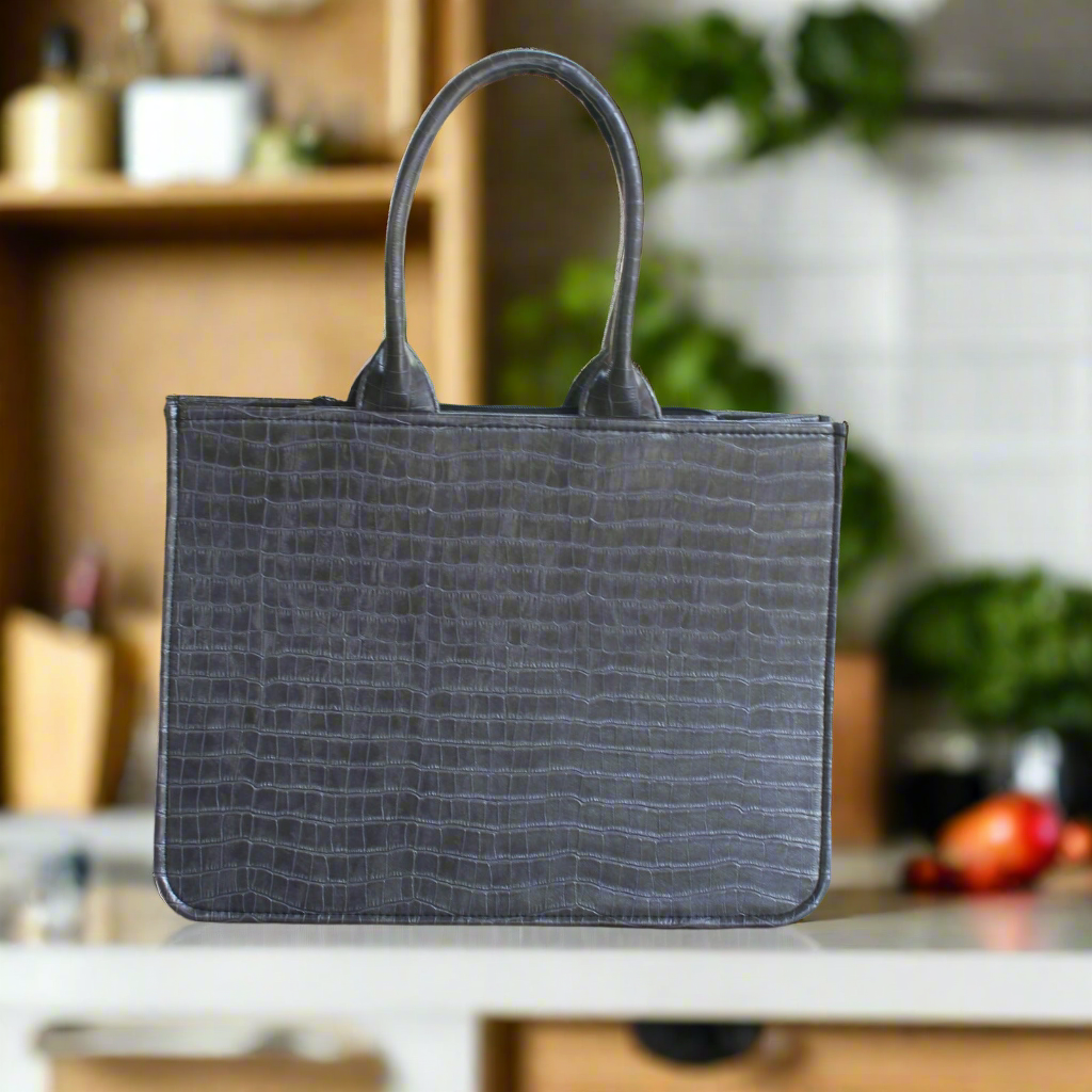 Customised Grey Croco Tote Bag