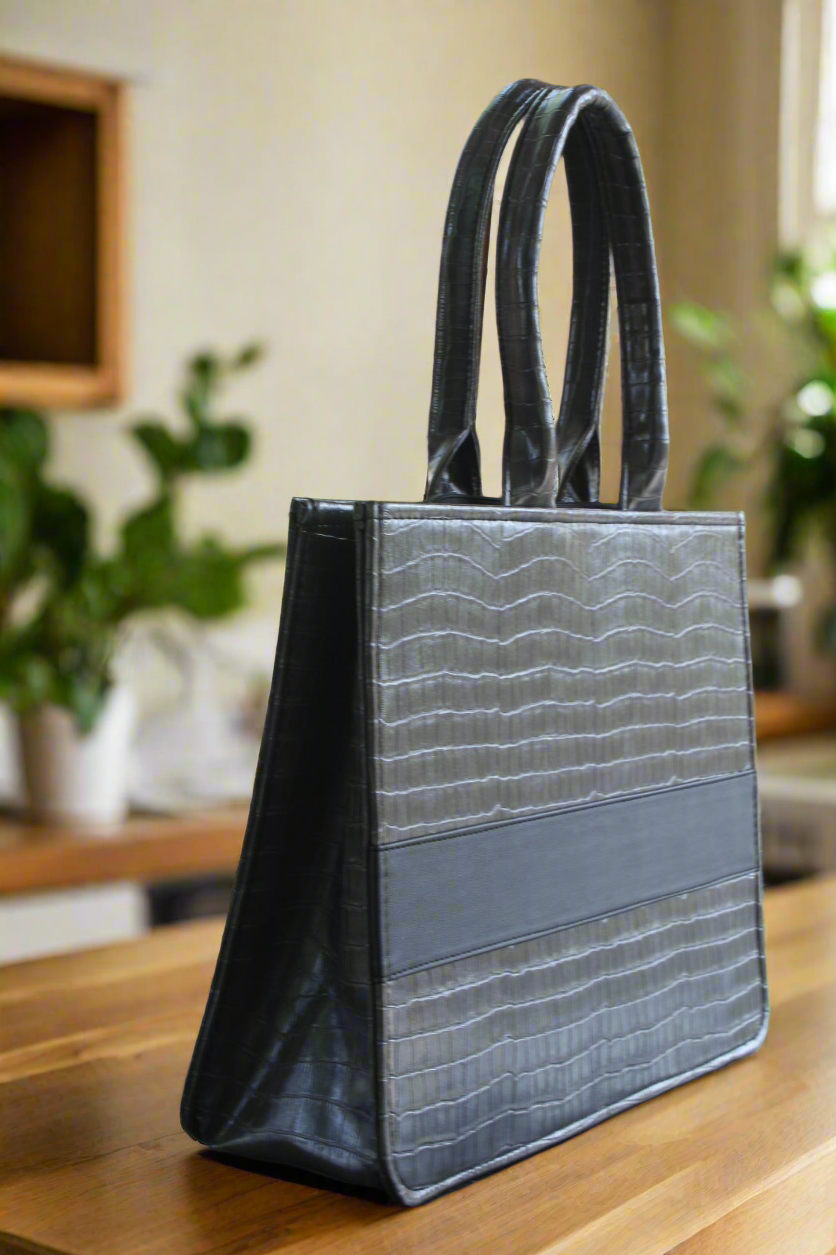 Customised Grey Croco Tote Bag