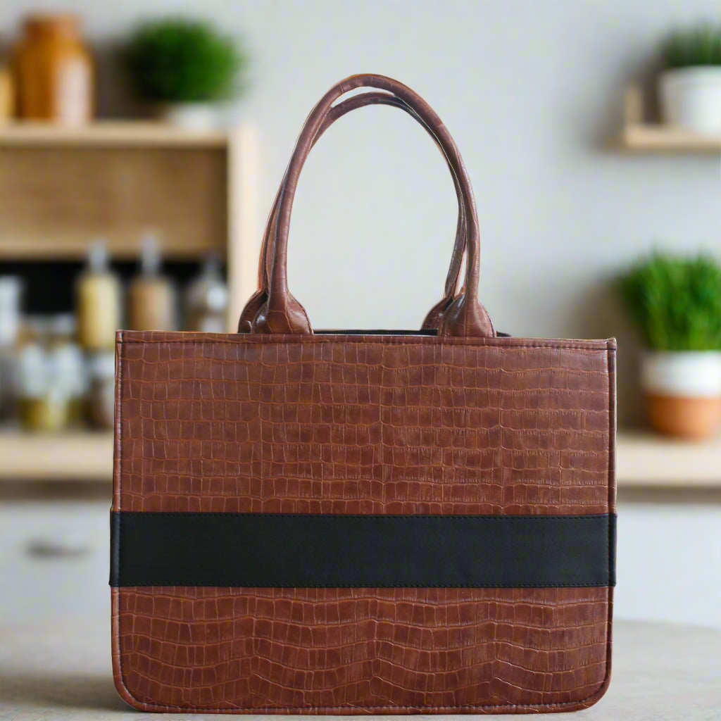 Customised Croco Tan Tote Bag