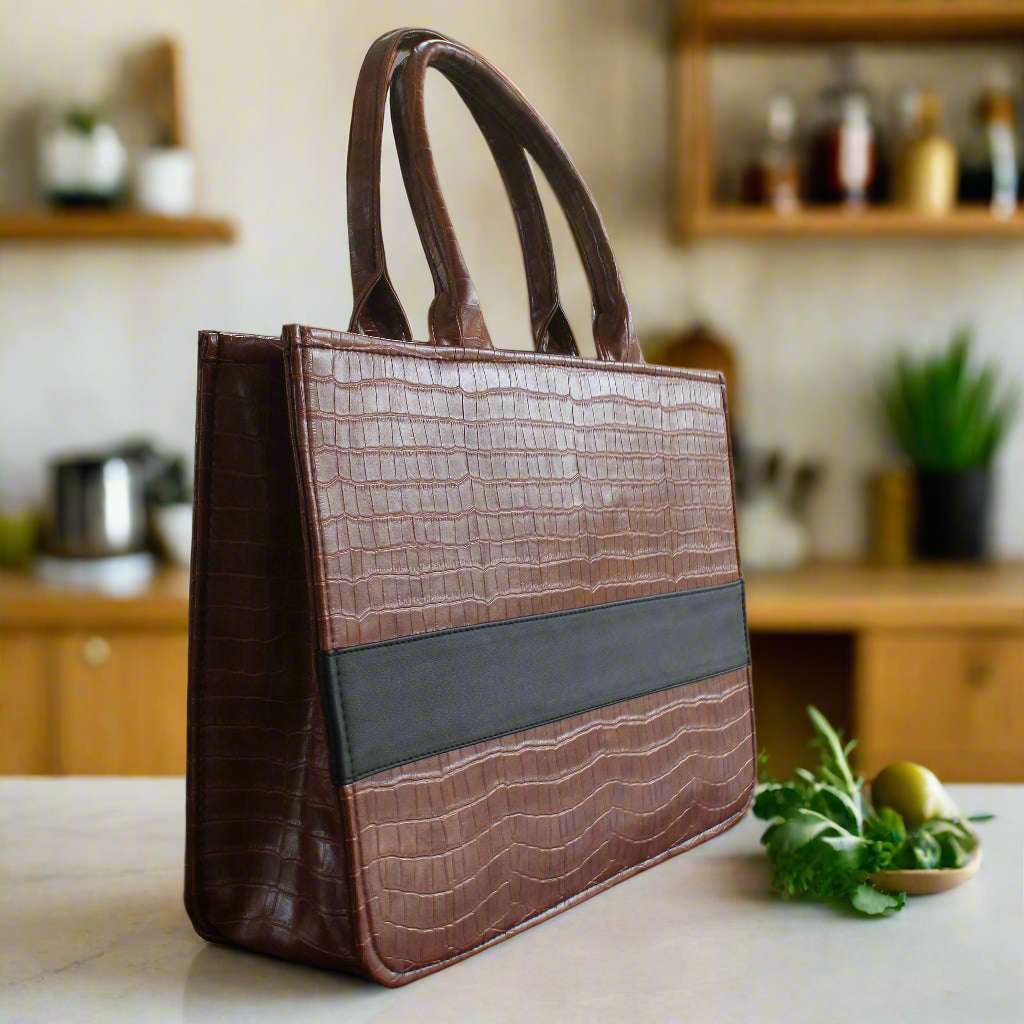 Customised Croco Tan Tote Bag