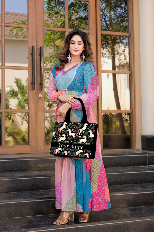 Customized Unicorn Jungle Tote Bag