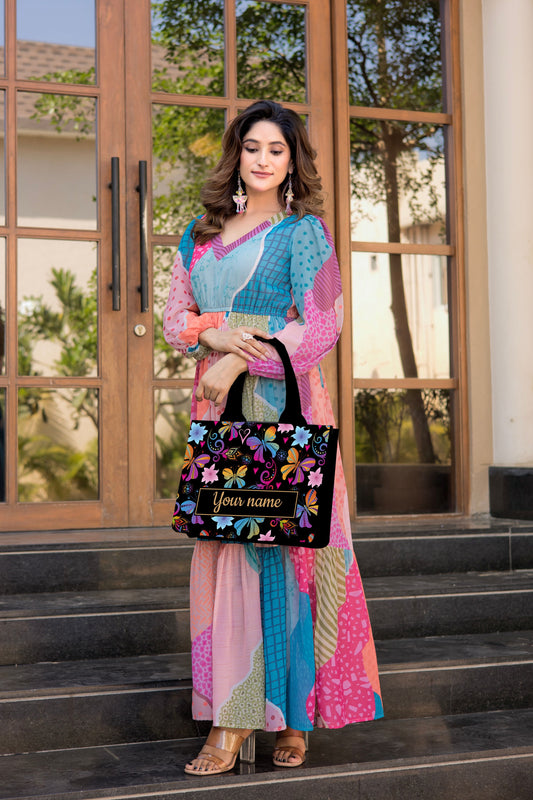 Vibrant Folk Art Custom Tote Bag