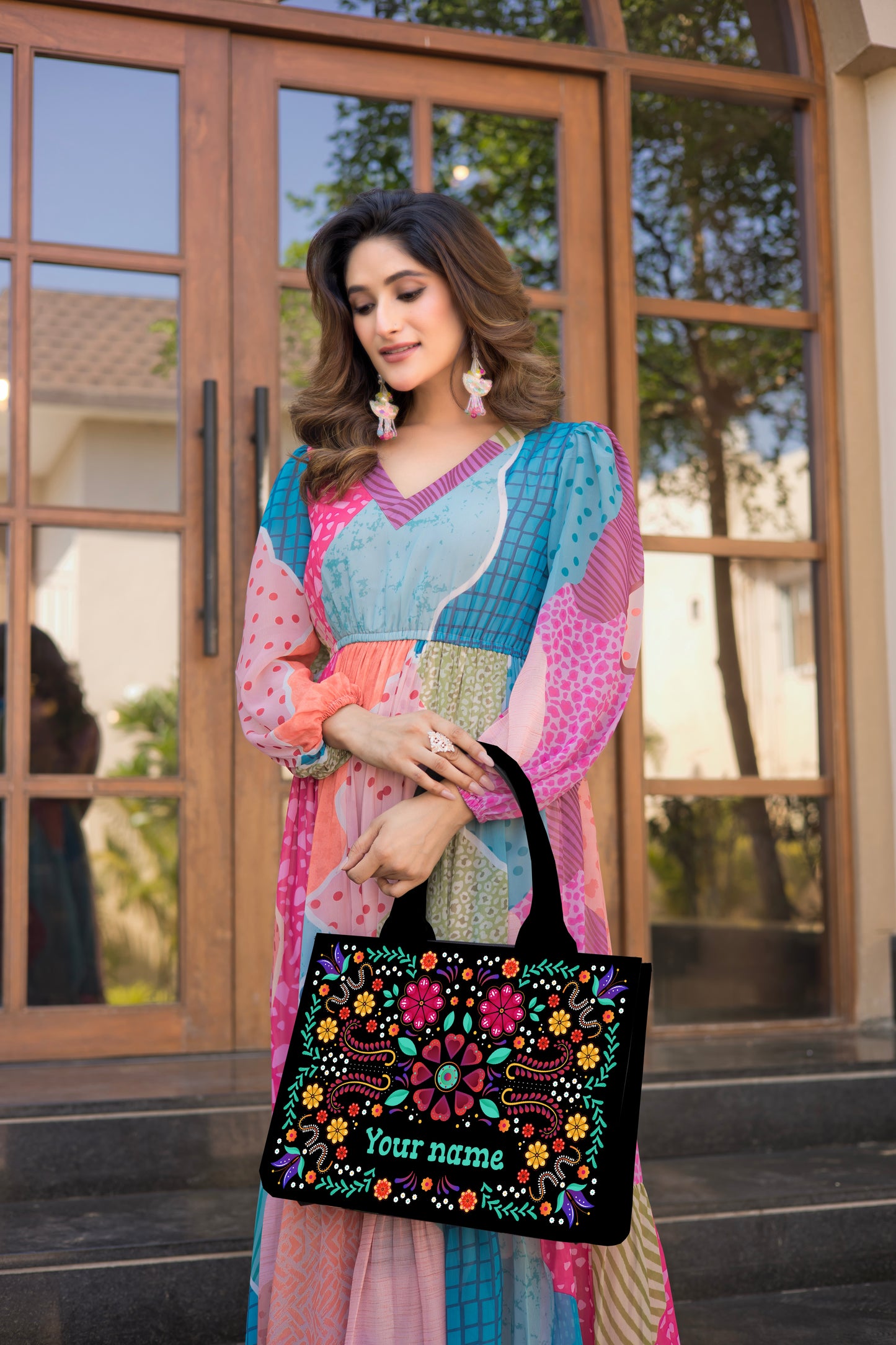 Floral Fiesta Custom Tote Bag