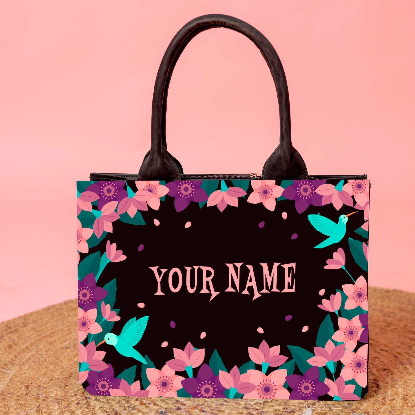 Customized Floral Parrot Embossed Tote Bag