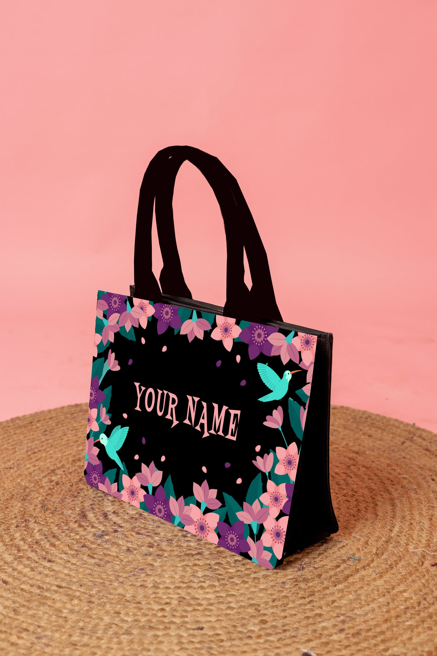 Customized Floral Parrot Embossed Tote Bag