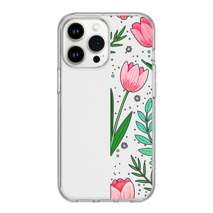 Blushing Tulip Garden Clear Phone Case