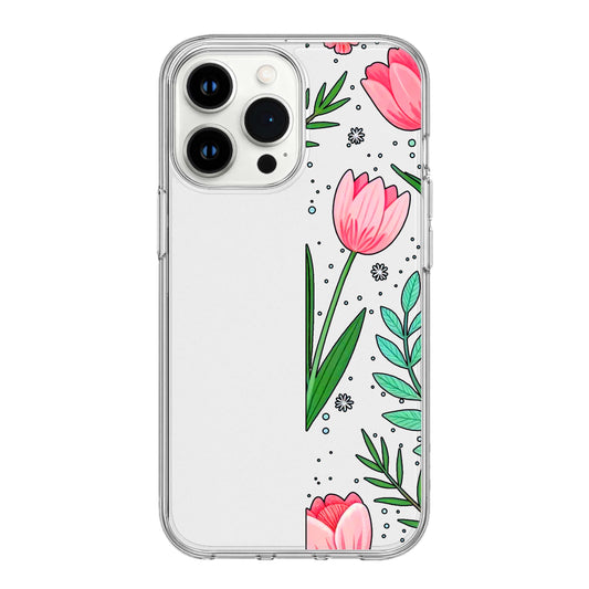Blushing Tulip Garden Clear Phone Case
