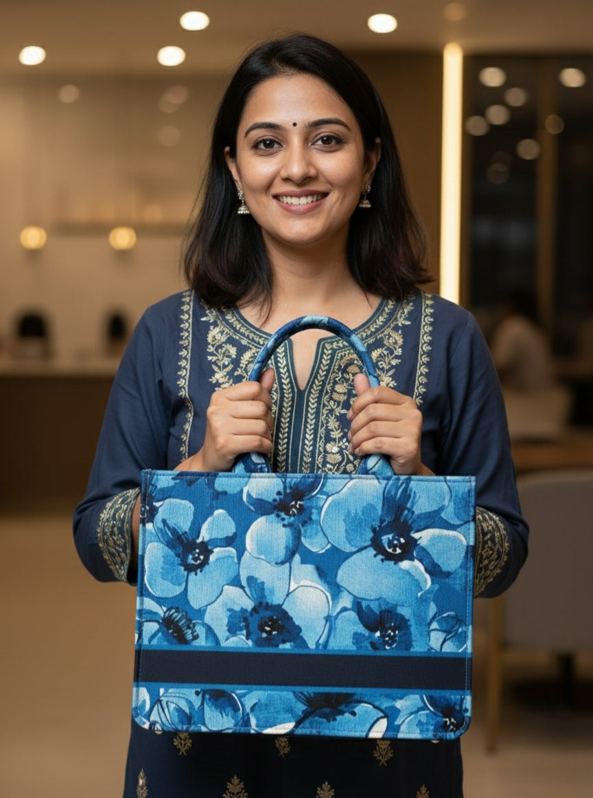 The Blue Watercolor Bloom Tote Bag