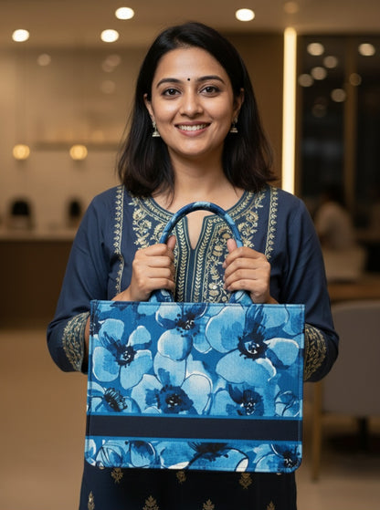 The Blue Watercolor Bloom Tote Bag