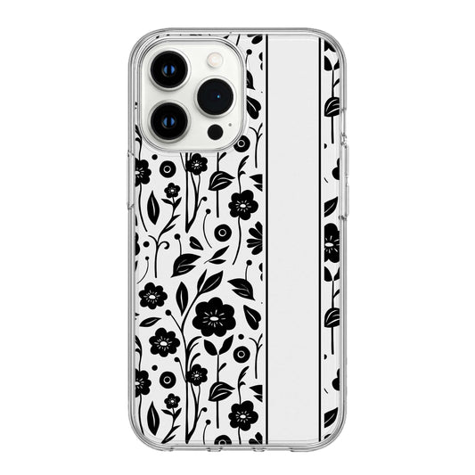 Midnight Blossom Monochrome Floral Clear Phone Case