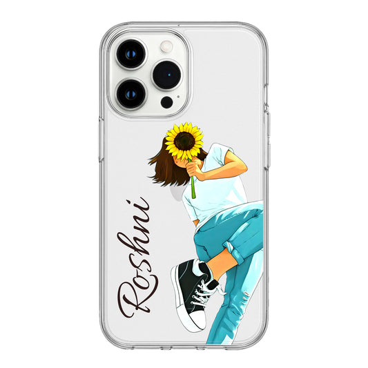 Sunflower Chill Girl Clear Phone Case