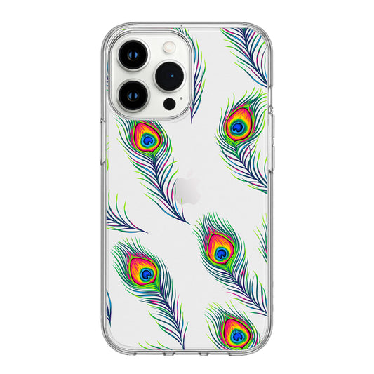 Vibrant Peacock Feather Clear Phone Case