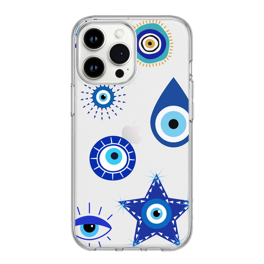 Evil Eye Protection Clear Phone Case – Mystical Blue Design