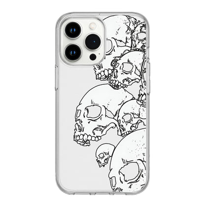 Sketched Chaos: Artistic Skull Clear Phone Case