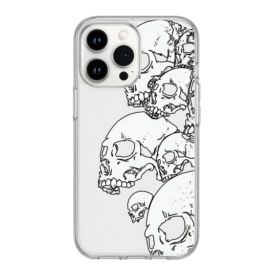 Sketched Chaos: Artistic Skull Clear Phone Case