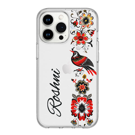 Artistic Personalized Phone Case – “Name” Edition with Folk Bird & Floral Design