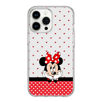 Sweet Hearts: Red Bow Cartoon Girl Clear Phone Case