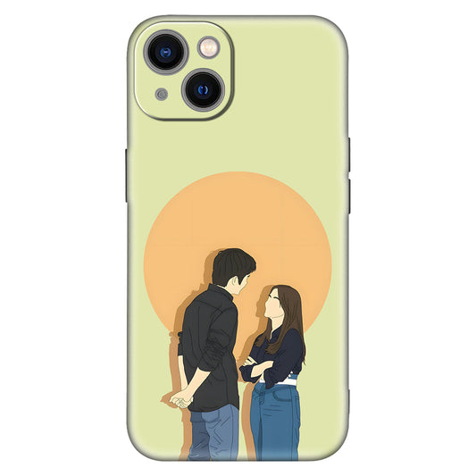 Minimalist Romantic Aesthetic Phone Case – Sweet Couple Love Illustration