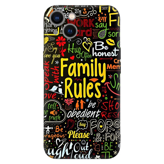 Colorful Family Rules Typography Phone Case – Quote Art Design