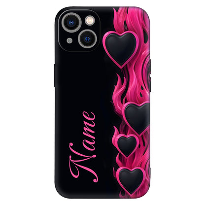 Custom Name Black and Pink Heart Phone Cover