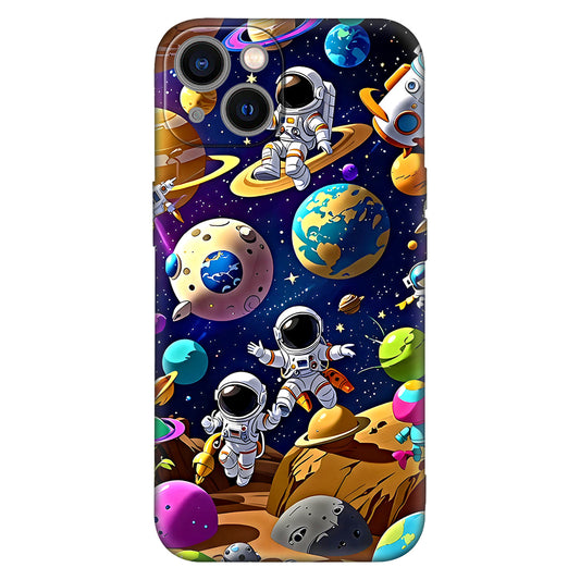 Colorful Astronaut Galaxy Phone Case – Space Adventure Cartoon Design