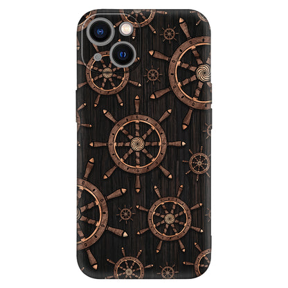 Vintage Nautical Ship Wheel Phone Case – Rustic Marine Design