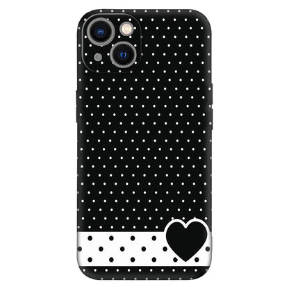 Chic Black Polka Dot Heart Phone Case – Elegant Monochrome Design
