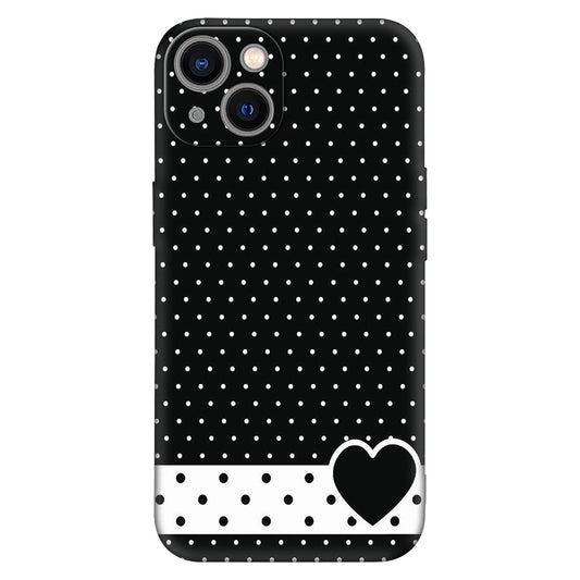 Chic Black Polka Dot Heart Phone Case – Elegant Monochrome Design