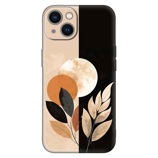 Abstract Botanical Moon Phone Case – Elegant Earth Tone Design