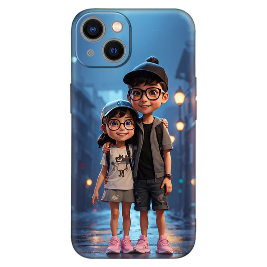 Urban Bond: Cartoon Siblings Street Style Phone Case