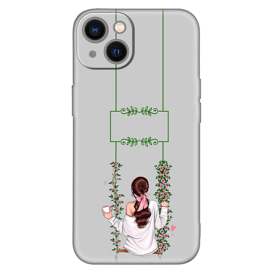 Elegant Girl on Swing Phone Case – Dreamy Lavender Aesthetic