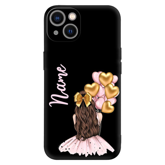 Elegant Girl with Heart Balloons Phone Case – Chic & Stylish